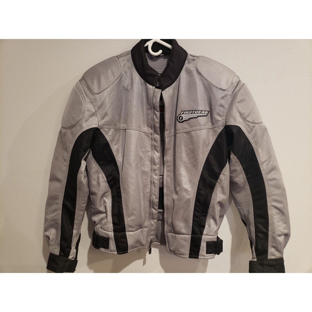 First Gear Motorcycle Jacket Womens‎ S Gray Black Hypertex Mesh Padded Street